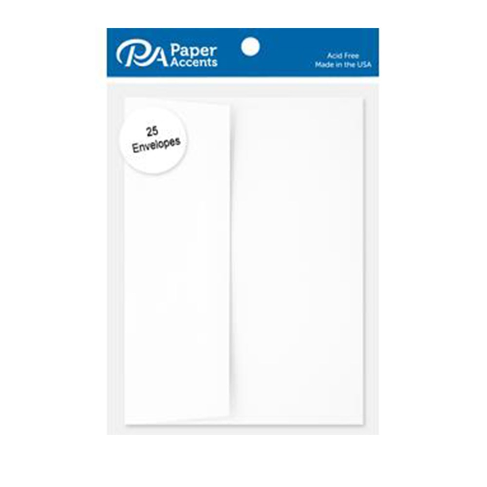 White, Envelopes, Art & School, 5"x7", Paper Accents, 25 piece, 3208